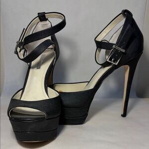 BCBGeneration Black Strappy Platform Heels